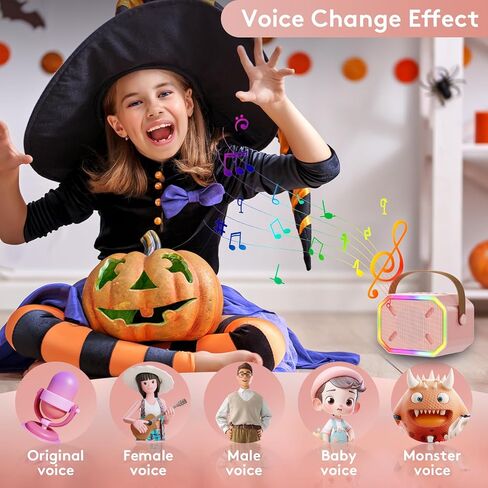 Mini Karaoke Machine with Kids Microphone,Bluetooth Karaoke Microphone Wireless for Singing,Birthday Easter Gifts for Kids Age 4 5 6 7 8 Year Old Girls Boys in Saudi Arabia