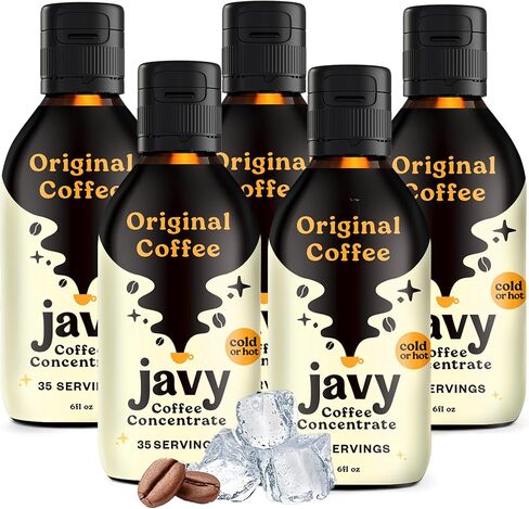 تركيز القهوة Javvy - Cold Brew Coffee ، مثالية للقهوة الفورية الساخنة أو المثلجة ، والمشروبات الساخنة ، وتركيز المشروب البارد ، 35 حصصًا - الكراميل in Saudi Arabia