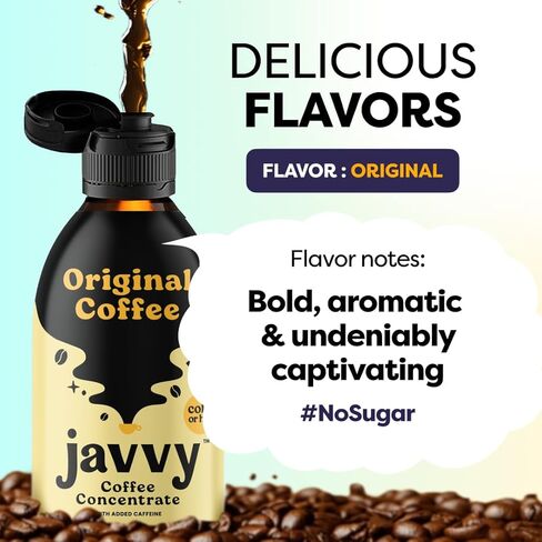 تركيز القهوة Javvy - Cold Brew Coffee ، مثالية للقهوة الفورية الساخنة أو المثلجة ، والمشروبات الساخنة ، وتركيز المشروب البارد ، 35 حصصًا - الكراميل in Saudi Arabia