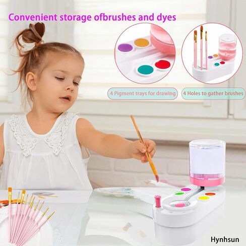UpgradedPaint Brush Cleaner Brush Rinser, kids painting station with Drain and Brush Holder,Water Circulation Paint Brush Cleaner Tool for Water Dispenser for Acrylic, Watercolor & Water-Based (Pink) in Saudi Arabia