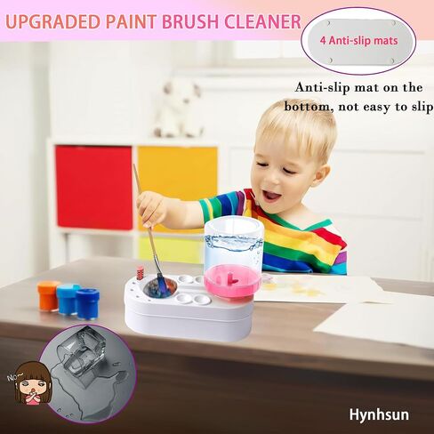 UpgradedPaint Brush Cleaner Brush Rinser, kids painting station with Drain and Brush Holder,Water Circulation Paint Brush Cleaner Tool for Water Dispenser for Acrylic, Watercolor & Water-Based (Pink) in Saudi Arabia