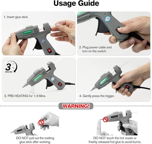 Cordless Hot Glue Gun, 15S Heating Fast Hot Melt Gun, Smart-Power-off, Hot Glue Gun Kit with 30 Pcs Mini Glue Sticks for DIY School Craft Projects and Quick Home Repairs in Kuwait