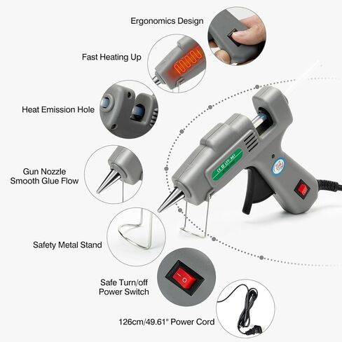 Cordless Hot Glue Gun, 15S Heating Fast Hot Melt Gun, Smart-Power-off, Hot Glue Gun Kit with 30 Pcs Mini Glue Sticks for DIY School Craft Projects and Quick Home Repairs in Kuwait