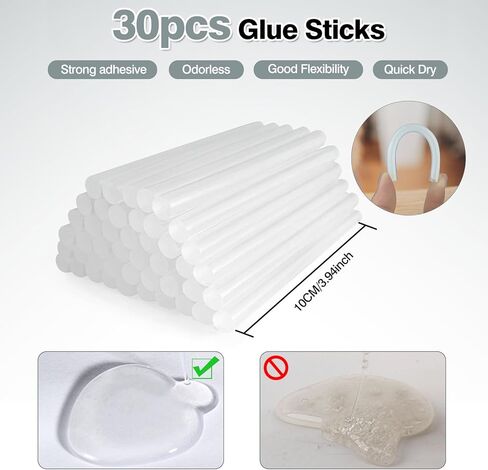 Cordless Hot Glue Gun, 15S Heating Fast Hot Melt Gun, Smart-Power-off, Hot Glue Gun Kit with 30 Pcs Mini Glue Sticks for DIY School Craft Projects and Quick Home Repairs in Kuwait