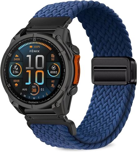 Quickfit 26 مم نطاقات الساعات المضفرة المغناطيسية متوافقة مع Garmin Tactix 8 51mm/Fenix ​​8 51 Mm/7x Pro/7x/6x Pro/6x ، حزام نايلون سبورت للبديل لـ Enduro 3/Descent Mk3i/غريزة 2x in Kuwait