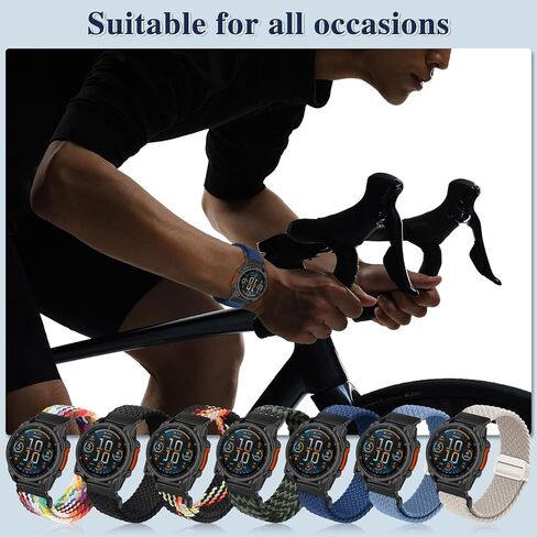 Quickfit 26 مم نطاقات الساعات المضفرة المغناطيسية متوافقة مع Garmin Tactix 8 51mm/Fenix ​​8 51 Mm/7x Pro/7x/6x Pro/6x ، حزام نايلون سبورت للبديل لـ Enduro 3/Descent Mk3i/غريزة 2x in Kuwait