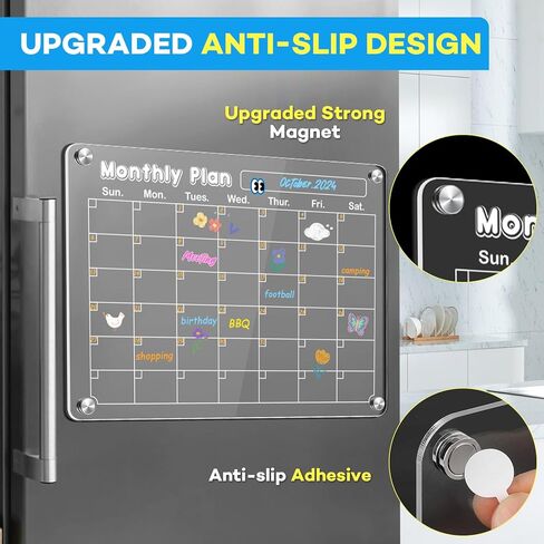 MIKEDE Magnetic Calendar for Refrigerator, 4 Pack Fridge Calendar Dry Erase Board Set, Monthly Weekly Magnetic Whiteboard Acrylic Calendar, 6 Colorful Markers, Magnetic Pen Holder and Erase Towel in Saudi Arabia