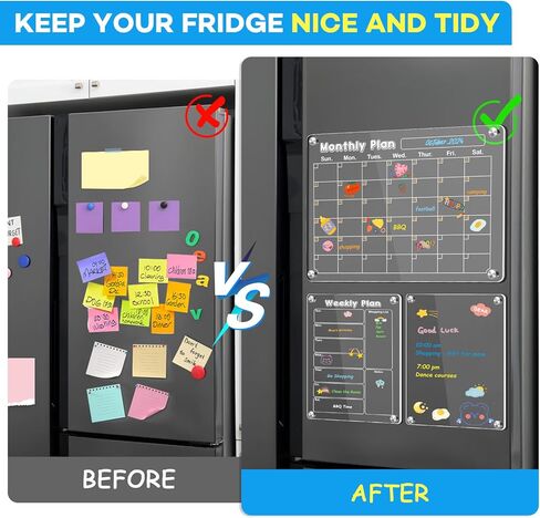 MIKEDE Magnetic Calendar for Refrigerator, 4 Pack Fridge Calendar Dry Erase Board Set, Monthly Weekly Magnetic Whiteboard Acrylic Calendar, 6 Colorful Markers, Magnetic Pen Holder and Erase Towel in Saudi Arabia