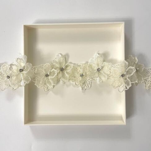 2 Yards 3D Pearl Beads Flower Lace Trim Ribbon Floral Applique Embroidered Lace Fabric for Sewing DIY Crafts (Pink) in Saudi Arabia