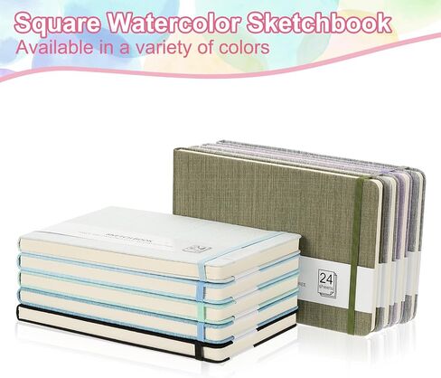 PATIKIL 5.5x3.5 Watercolor Sketchbook, 24 Sheet 300GSM/203lb Watercolor Paper Sketchbooks Acid Free Watercolor Journal Hardcover Artists Paper Pads for Painting, Dark Gray in Saudi Arabia