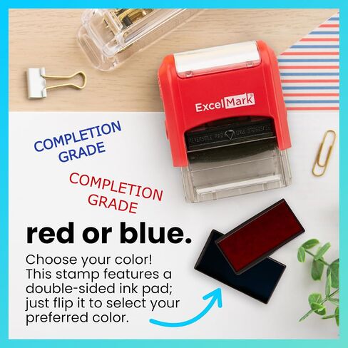 Sign HERE - ExcelMark Self-Inking Two-Color Rubber Office Stamp - Red and Blue Ink in Saudi Arabia