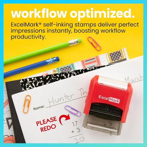 Sign HERE - ExcelMark Self-Inking Two-Color Rubber Office Stamp - Red and Blue Ink in Saudi Arabia