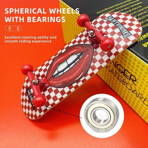 Pro Fingerboard 32mm Wooden Board Professional Finger Skateboard Trucks CNC Wheels with Bearings (Death) in Saudi Arabia