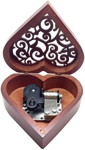 Pursuestar Labyrinth-As The World Falls Down Wind Up Music Box, Heart Shaped Vintage Wood Carved Mechanism Musical Gift for Lover Girlfriend Wife Mother's Day in Saudi Arabia