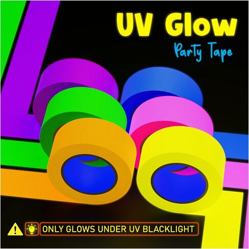 Economical 6-Pack Neon Gaffer Tape – Premium UV Blacklight Reactive Glow in The Dark Tape, Best Glow for Parties, Dance Floors, Theaters, DIY Projects – Durable, Residue-Free, Multi-Color in Saudi Arabia