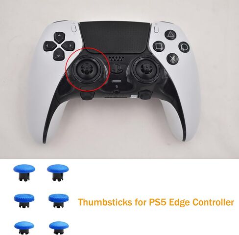Thumbsticks for PS5 Edge Controller, Thumbsticks Paddles Replacement for PS5 Dualsense Controller, 6 in 1 Accessories Parts for PS5 Dualsense Edge Controller Analog Joystick Repair Kit (Black) in Saudi Arabia