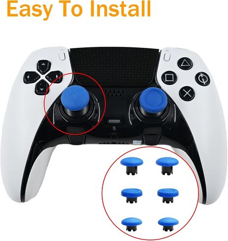 Thumbsticks for PS5 Edge Controller, Thumbsticks Paddles Replacement for PS5 Dualsense Controller, 6 in 1 Accessories Parts for PS5 Dualsense Edge Controller Analog Joystick Repair Kit (Black) in Saudi Arabia