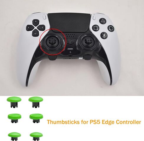 Thumbsticks for PS5 Edge Controller, Thumbsticks Paddles Replacement for PS5 Dualsense Controller, 6 in 1 Accessories Parts for PS5 Dualsense Edge Controller Analog Joystick Repair Kit (Black) in Saudi Arabia
