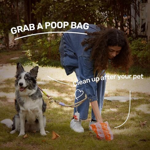 FUKUMARU Dog Poop Bags, 120 Rose Scent Poop Bag Holder and Dispenser with Leash Attachment for Dogs, Cats, and Multi-pet Use - Running Pattern Bags, Gray Holder in Saudi Arabia