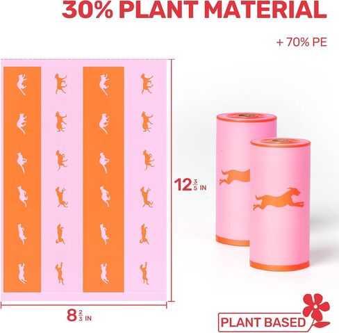 FUKUMARU Dog Poop Bags, 120 Rose Scent Poop Bag Holder and Dispenser with Leash Attachment for Dogs, Cats, and Multi-pet Use - Running Pattern Bags, Gray Holder in Saudi Arabia