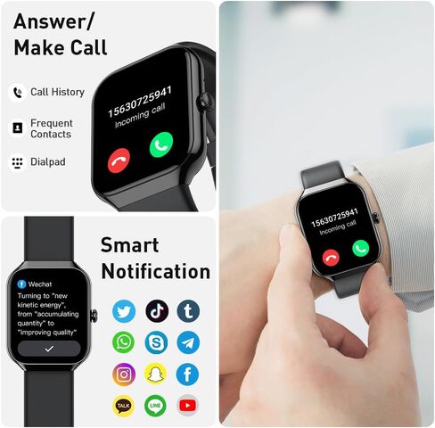 Smart Watch for Men Women(Answer/Make Call), 2025 New Smartwatch 1.96" HD Fitness Watch with 110+ Sport Modes, Heart Rate, Sleep Monitor, Pedometer, IP68 Waterproof Activity Tracker for Android iOS in Saudi Arabia