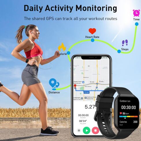 Smart Watch for Men Women(Answer/Make Call), 2025 New Smartwatch 1.96" HD Fitness Watch with 110+ Sport Modes, Heart Rate, Sleep Monitor, Pedometer, IP68 Waterproof Activity Tracker for Android iOS in Saudi Arabia