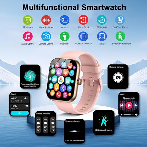 Smart Watch for Men Women(Answer/Make Call), 2025 New Smartwatch 1.96" HD Fitness Watch with 110+ Sport Modes, Heart Rate, Sleep Monitor, Pedometer, IP68 Waterproof Activity Tracker for Android iOS in Kuwait