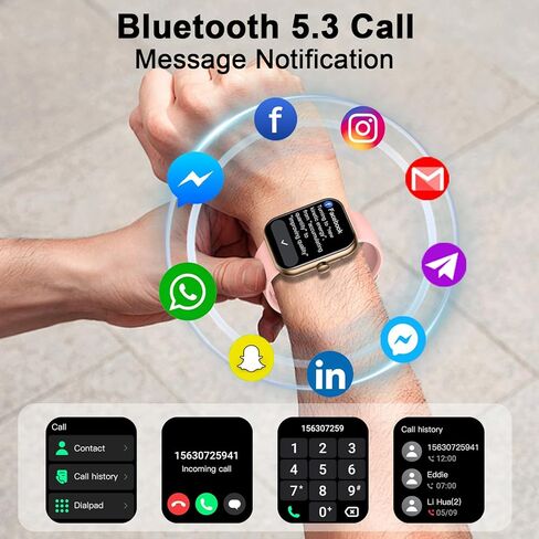 Smart Watch for Men Women(Answer/Make Call), 2025 New Smartwatch 1.96" HD Fitness Watch with 110+ Sport Modes, Heart Rate, Sleep Monitor, Pedometer, IP68 Waterproof Activity Tracker for Android iOS in Kuwait