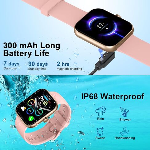 Smart Watch for Men Women(Answer/Make Call), 2025 New Smartwatch 1.96" HD Fitness Watch with 110+ Sport Modes, Heart Rate, Sleep Monitor, Pedometer, IP68 Waterproof Activity Tracker for Android iOS in Kuwait