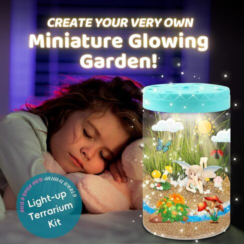 Light Up Terrarium Kit for Kids,Squirrel Gardening Kit for Boys and Girls,Creative Educational Gardening Toy,Arts and Crafts Activity Kits,Birthday Gifts for Ages 4 5 6 7 8-12 in Saudi Arabia