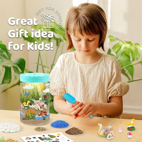 Light Up Terrarium Kit for Kids,Squirrel Gardening Kit for Boys and Girls,Creative Educational Gardening Toy,Arts and Crafts Activity Kits,Birthday Gifts for Ages 4 5 6 7 8-12 in Saudi Arabia