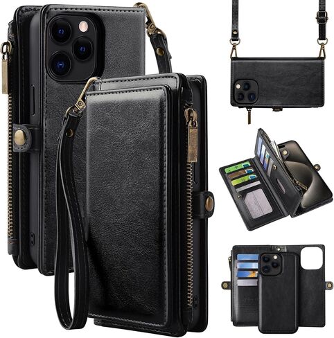 mincyb لـ iPhone 16 Plus Wallet Case مع Crossbody Strap & Magnetic PU PU RFID حامل بطاقة RFID للنساء للنساء ، 6.7 " - الأزرق in Kuwait