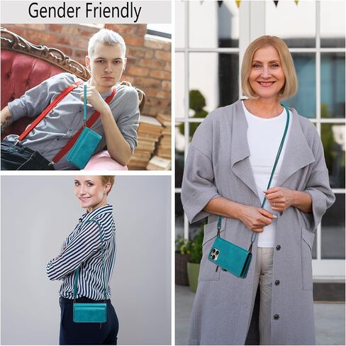 mincyb لـ iPhone 16 Plus Wallet Case مع Crossbody Strap & Magnetic PU PU RFID حامل بطاقة RFID للنساء للنساء ، 6.7 " - الأزرق in Kuwait