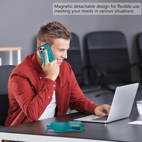 mincyb لـ iPhone 16 Plus Wallet Case مع Crossbody Strap & Magnetic PU PU RFID حامل بطاقة RFID للنساء للنساء ، 6.7 " - الأزرق in Kuwait