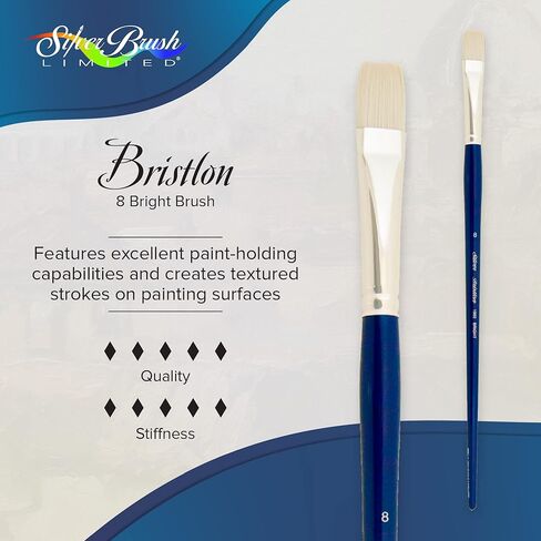 Silver Brush Limited 19020 Bristlon Bright Brush for Acrylic and Oil Painting, Size 0, Long Handle in Kuwait