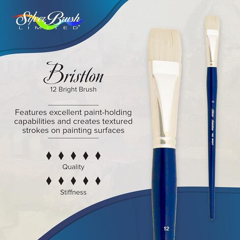 Silver Brush Limited 19020 Bristlon Bright Brush for Acrylic and Oil Painting, Size 0, Long Handle in Saudi Arabia