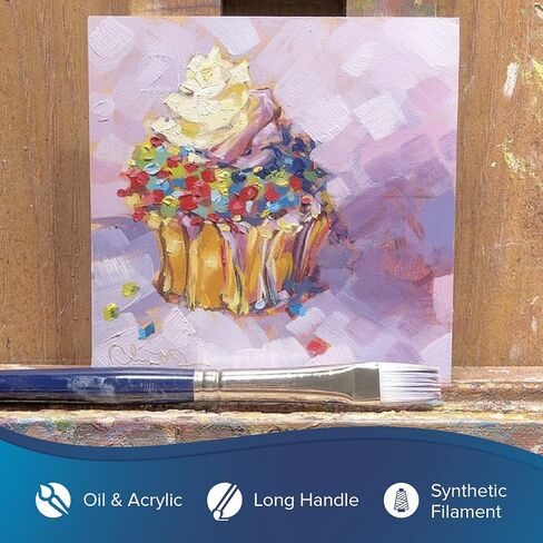 Silver Brush Limited 19020 Bristlon Bright Brush for Acrylic and Oil Painting, Size 0, Long Handle in Saudi Arabia
