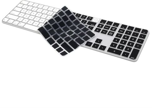 ProElife Keyboard Cover Skin for 2024 Magic Keyboard with Touch ID and Numeric Keypad (A3119) Ultra-Thin Silicon Protector (4 Keys ON The Left of Space BAR) (Black) in Kuwait
