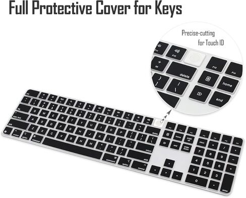 ProElife Keyboard Cover Skin for 2024 Magic Keyboard with Touch ID and Numeric Keypad (A3119) Ultra-Thin Silicon Protector (4 Keys ON The Left of Space BAR) (Black) in Kuwait