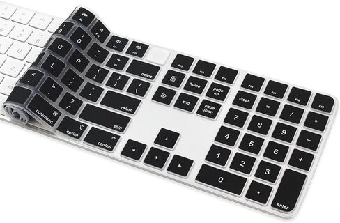 ProElife Keyboard Cover Skin for 2024 Magic Keyboard with Touch ID and Numeric Keypad (A3119) Ultra-Thin Silicon Protector (4 Keys ON The Left of Space BAR) (Black) in Kuwait