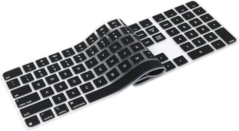 ProElife Keyboard Cover Skin for 2024 Magic Keyboard with Touch ID and Numeric Keypad (A3119) Ultra-Thin Silicon Protector (4 Keys ON The Left of Space BAR) (Black) in Kuwait
