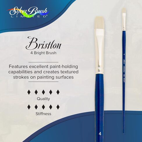 Silver Brush Limited 19020 Bristlon Bright Brush for Acrylic and Oil Painting, Size 0, Long Handle in Saudi Arabia