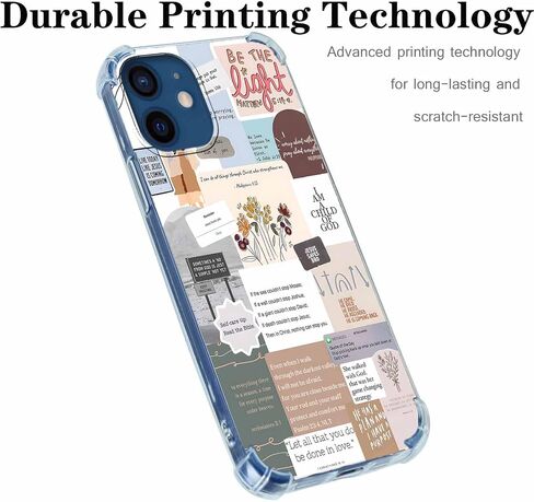 Case for iPhone 12/12 Pro with Christian Design,Christ Jesus Quotes Verse Collage Pattern,Trendy Soft TPU Bumper Phone Cover(12,Bible) in Kuwait
