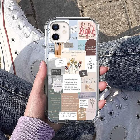 Case for iPhone 12/12 Pro with Christian Design,Christ Jesus Quotes Verse Collage Pattern,Trendy Soft TPU Bumper Phone Cover(12,Bible) in Kuwait