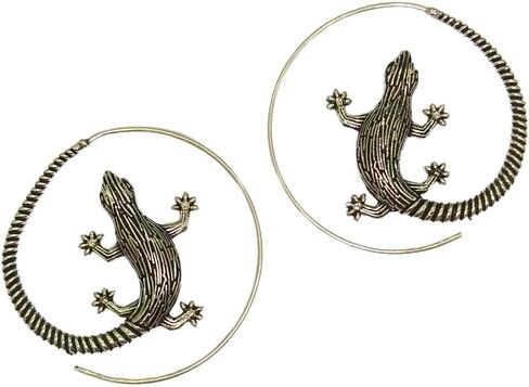 الذهب بانك الجسم Gecko السحلية أقراط | بيان فريد من نوعه مجوهرات للنساء ، مجوهرات قوطية إيمو الجرونج ، أقراط الهالوين على أكسولوتل ، هدية لعيد الميلاد ، رأس السنة الجديدة ، عيد الحب in Kuwait