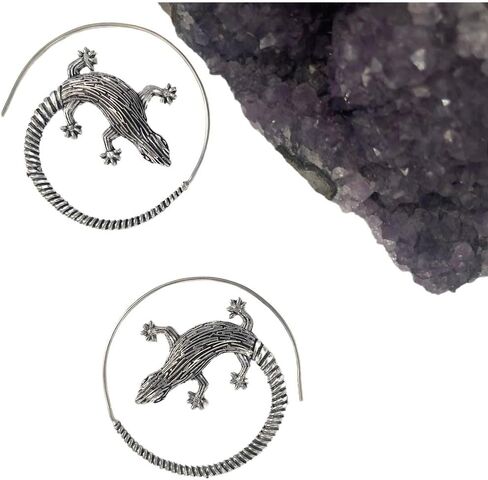 الذهب بانك الجسم Gecko السحلية أقراط | بيان فريد من نوعه مجوهرات للنساء ، مجوهرات قوطية إيمو الجرونج ، أقراط الهالوين على أكسولوتل ، هدية لعيد الميلاد ، رأس السنة الجديدة ، عيد الحب in Kuwait