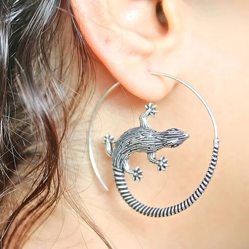 الذهب بانك الجسم Gecko السحلية أقراط | بيان فريد من نوعه مجوهرات للنساء ، مجوهرات قوطية إيمو الجرونج ، أقراط الهالوين على أكسولوتل ، هدية لعيد الميلاد ، رأس السنة الجديدة ، عيد الحب in Kuwait