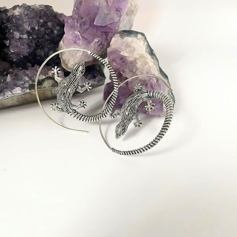 الذهب بانك الجسم Gecko السحلية أقراط | بيان فريد من نوعه مجوهرات للنساء ، مجوهرات قوطية إيمو الجرونج ، أقراط الهالوين على أكسولوتل ، هدية لعيد الميلاد ، رأس السنة الجديدة ، عيد الحب in Kuwait