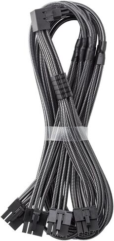 Cablemod e-series pro modmesh sleeved 12v-2x6 12vhpwr 90 ° STealthSense PCIe cable for Evga g / g+ / p+ / t-متغير (أسود+ أبيض ، 16 دبوسًا إلى رباعي ، 60 سم) in Kuwait
