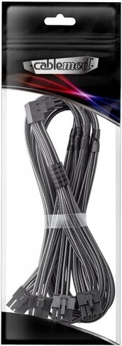 Cablemod e-series pro modmesh sleeved 12v-2x6 12vhpwr 90 ° STealthSense PCIe cable for Evga g / g+ / p+ / t-متغير (أسود+ أبيض ، 16 دبوسًا إلى رباعي ، 60 سم) in Kuwait